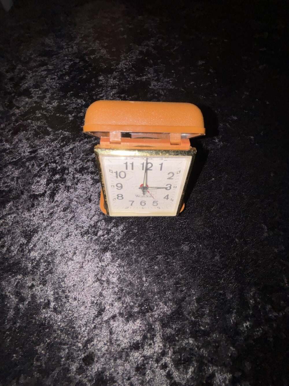 Vintage Westclox Mechanical Wind-Up Folding Travel Alarm Clock in Brown Plastic